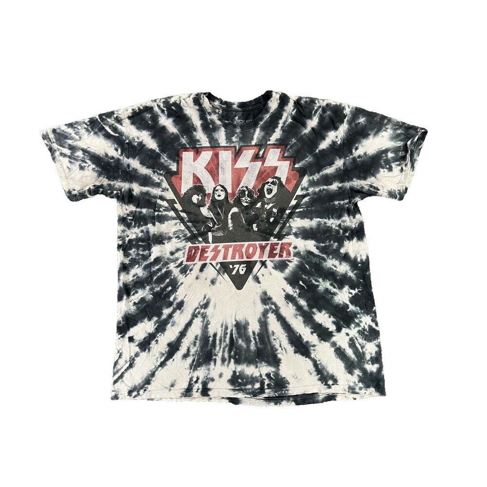 KISS Liquid Blue Black & White 2016 Destroyer '76 Tie Dye T-Shirt Band Rock XL